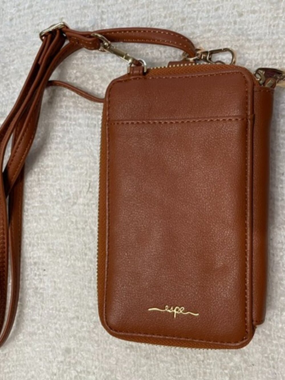 LIKE NEW Espe Vegan Leather Brown Crossbody Bag Smartphone Pouch